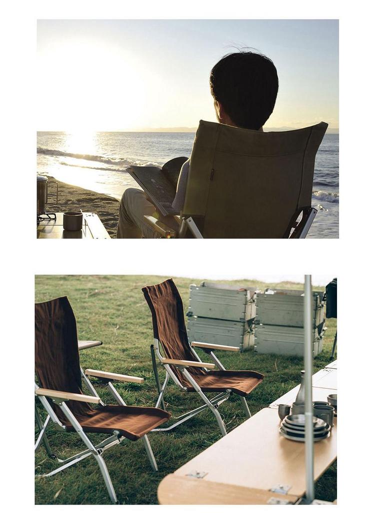 Aluminum Alloy High Back Folding Recliner - Portable Outdoor Beach & Camping Chair