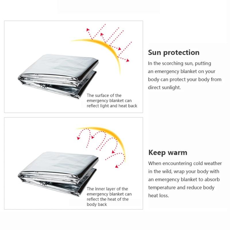 Emergency Blanket Outdoor Survival Rescue First Aid Foil Thermal Blanket Hypothermia Windproof Multi-Use For Explore Camping