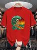Unisex Crew Neck Tee Retro Skeleton Surf Ocean Wave Art Print Soft Cotton Loose Short Sleeve Summer Casual Male Streetwear Tops