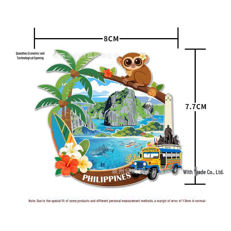 Southeast Asia Souvenir Magnets: Thailand, Malaysia, Cambodia, Singapore, Indonesia, Vietnam Magnetic Stickers.