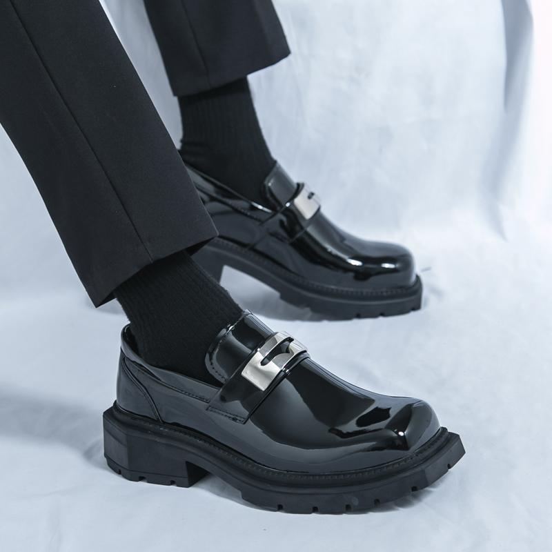 Fashion Thick Bottom PU Leather Men Green Loafers Wedding Party Male Formal Dress Footwear Office Business Casual Shoes Walking Shoes