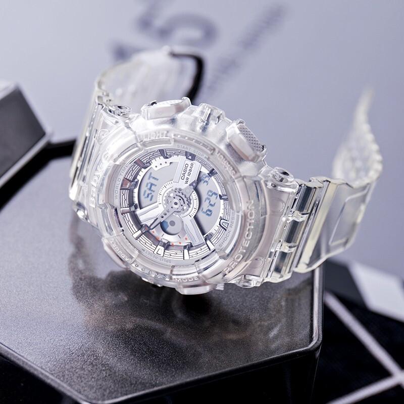 Casio G-Shock Summer Cool Transparent Ice Tough Series Ice Cream Pink Quartz Movement Watch Unisex Watches Black GA-700SK-1A+BA-110CR-7A