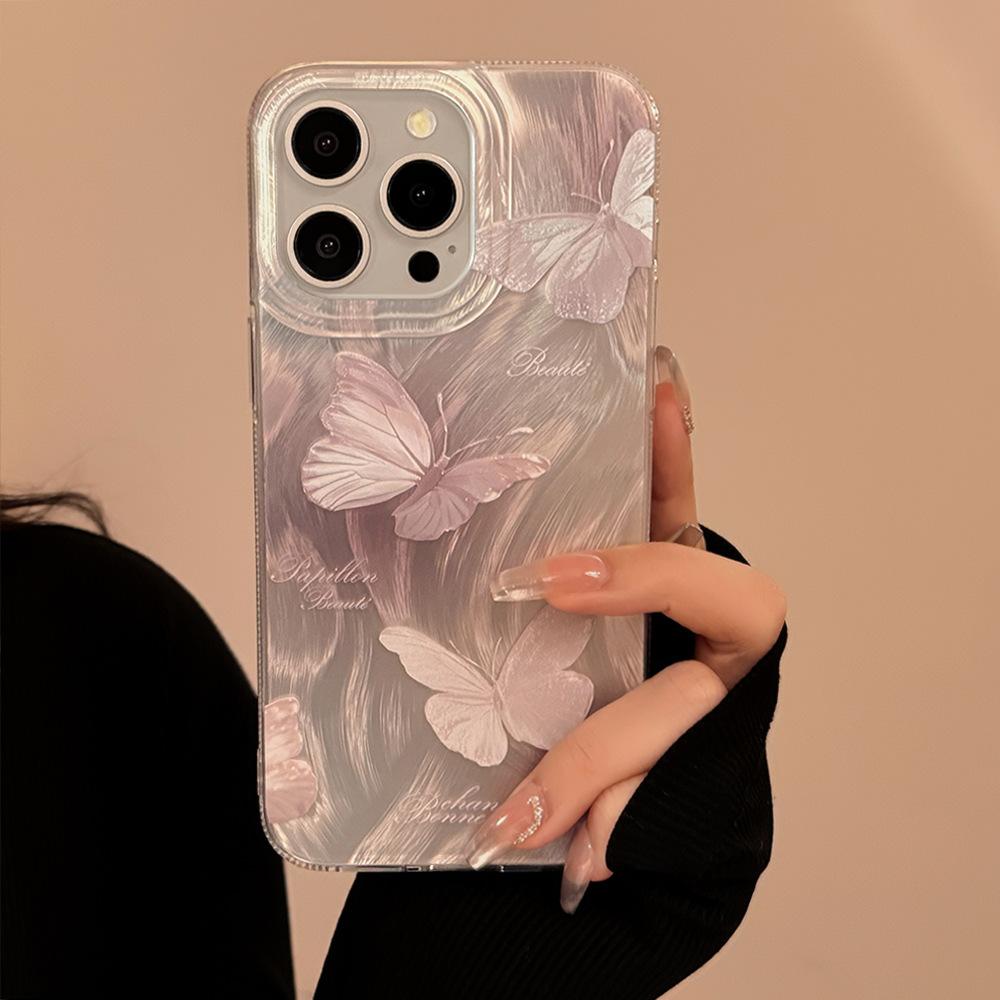 Feather Ins Pink Butterfly Applicable To Apple 15pro Max Mobile Case IPhone 16 Pendant 12 Hard 14 Fairy 13