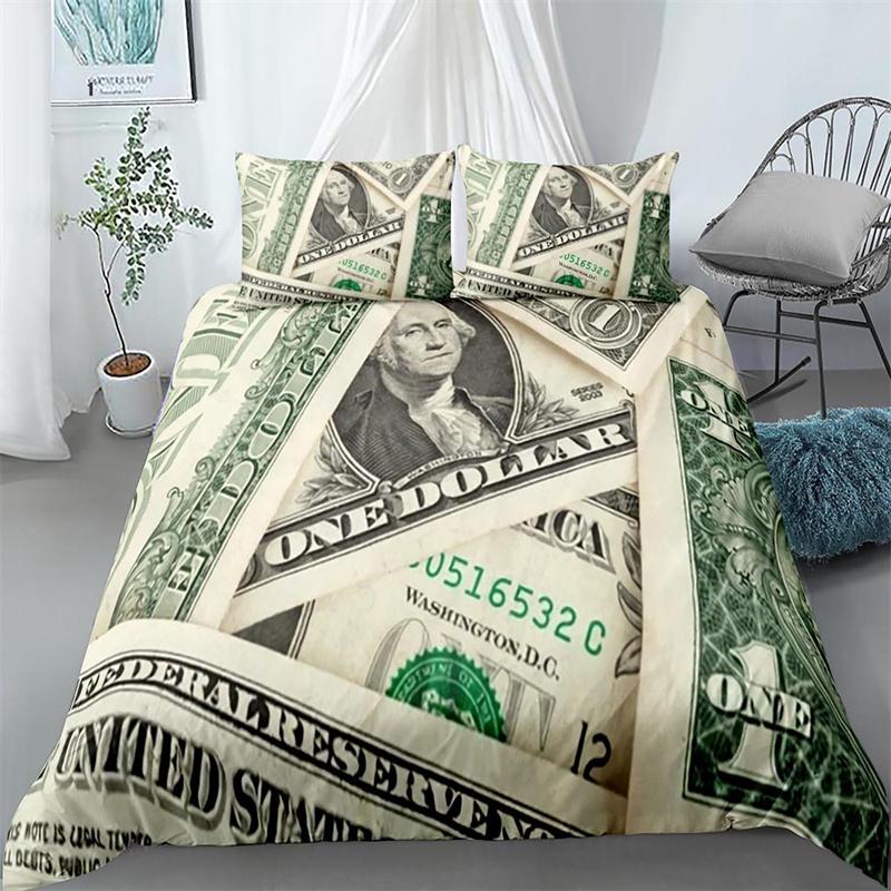 Money Duvet Cover Set,Dollar Bills Of United States Federal Reserve The Ben Franklin Portrait,Bedding Set 2/3pcs,California King