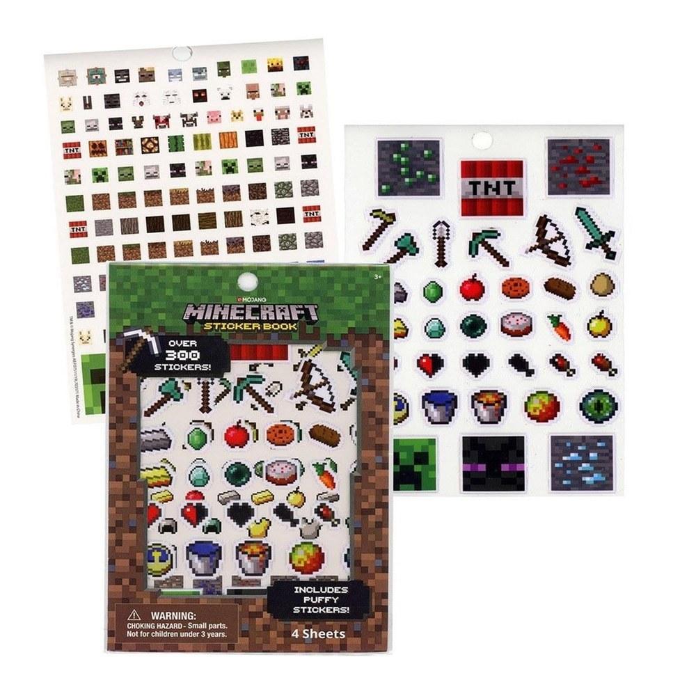 

Minecraft Sticker Book 4 Sheets with Puffy Stickers Over 300 Stickers Seals