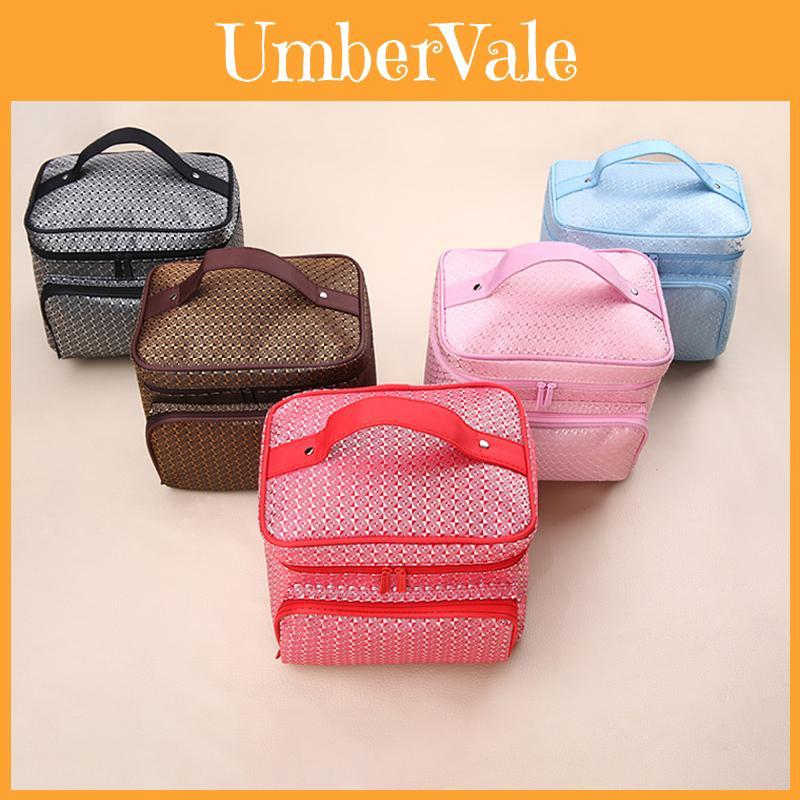 Portable Folding Large Capacity Makeup Bag For Women With Elegant Geometric Patterns In Various Colors