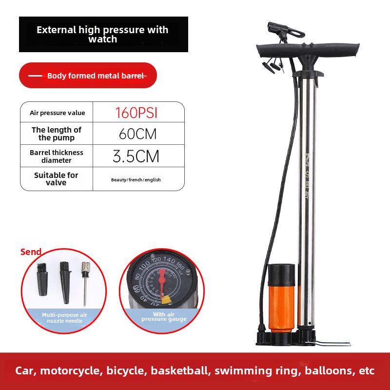 Pompă Manuală Multifuncțională de Înaltă Presiune pentru Biciclete, Vehicule Electrice, Motociclete, Mașini și Mingi de Baschet