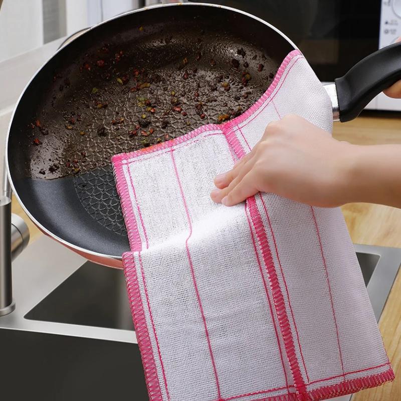 13-Piece Dishwashing Cloth Set, 10 Scouring Pads + 3 Sponges, Kitchen Household Non-Greasy Thickened Super Absorbent Lint-Free Cleaning 