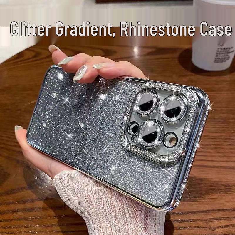 iPhone 15 Rhinestone Glitter Case for Apple 14 Pro Max, Gradient Full Coverage Soft Shell for iPhone 11, XR, 13.