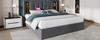Double Bed with Wireless Charging USB C, Upholstered Bed Frame 160x200cm, Bed Frame with Storage Slatted Frame made of Wood-Grey Cotton (No Mattress)