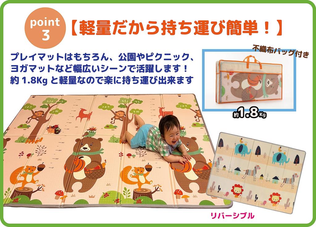 Unox Doppelseitige Faltbare Spielmatte [Babymatte200x150x1cmReversibelBabyKleinkindSpielmatteWasserdichtKindermatteKinderzimmer]