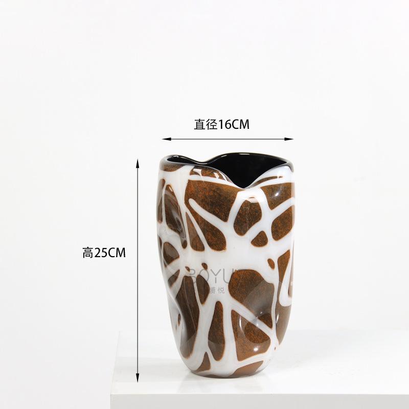 

Glass Vase The Brown Stripes Are Geometrically Irregular Flower Vase Flower Arrangement Accessories Terrarium Home Decoration