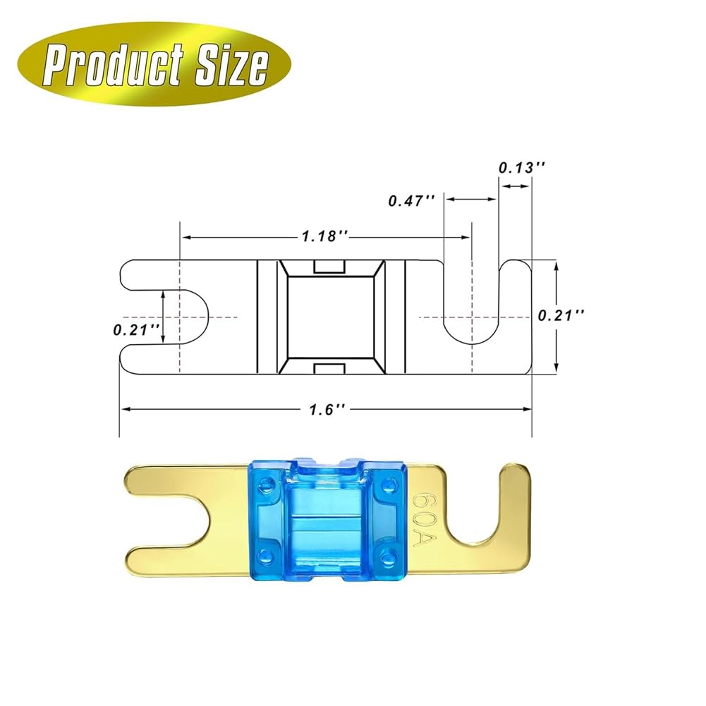 Swagell 18 Pcs Mini ANL Fuses, Plated ANL Fuse Pack (20A, 30A, 40A, 50A,