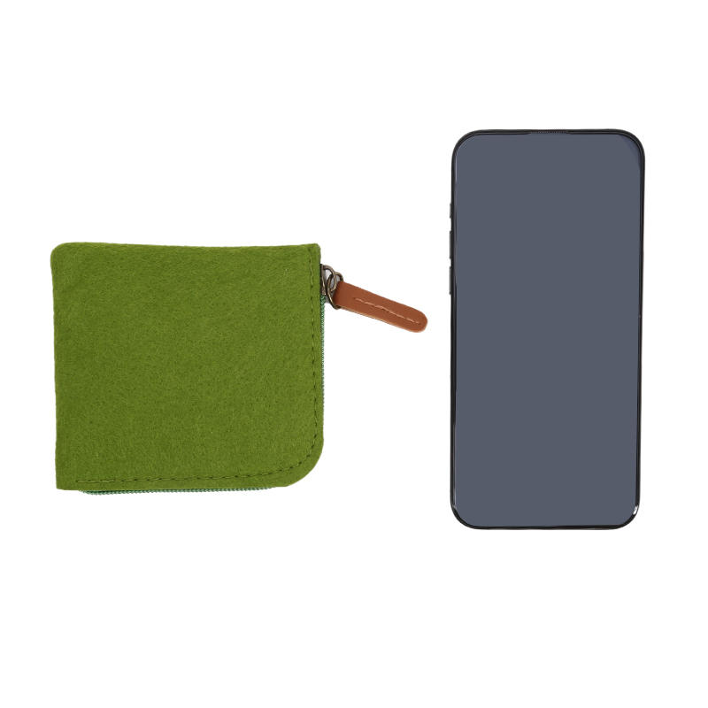 1 Stück Kompaktes Damen Herren Kurzes Kartenetui Geldbörse Filz Kleingeldfach Tragbare Reißverschluss Münzbörse