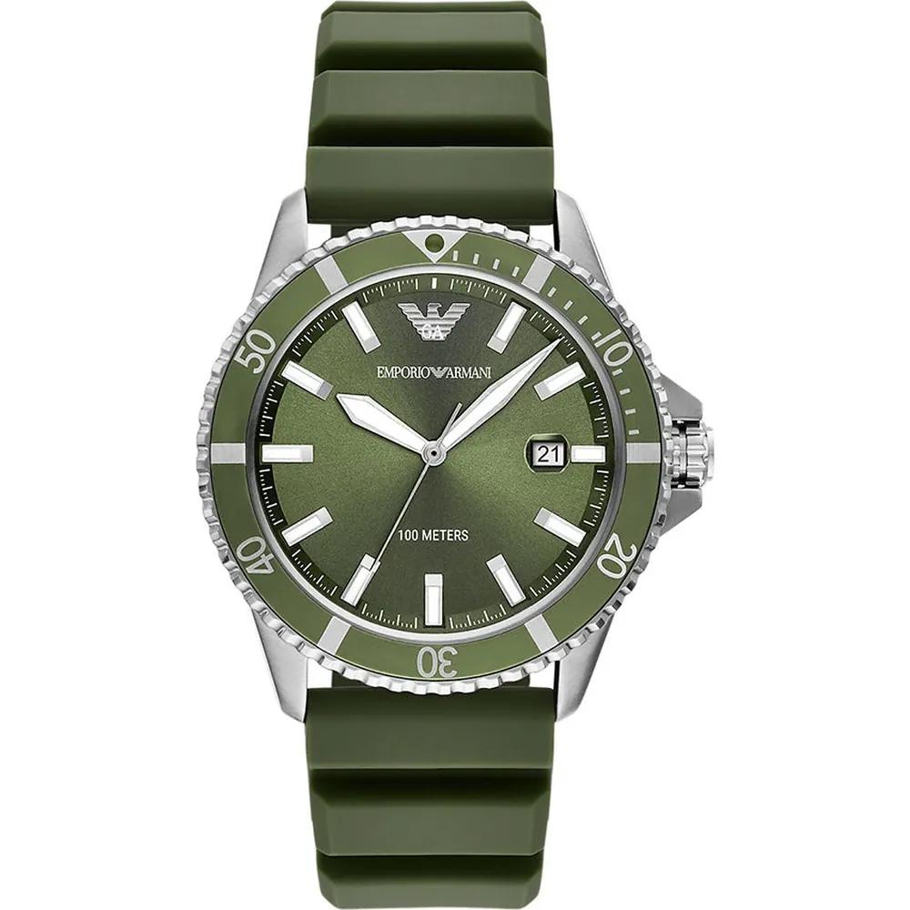 Emporio Armani World Explorer Green Silicone Men s Quartz AR11638 Watch зелёный