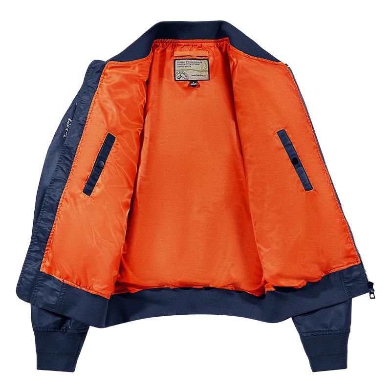 Autumn Men MA-1 Flight Bomber Jacket Badge Embroidery Patches Rib Knit Collar Zip Up Windproof Army Pilot Military Streetwear Casual Outerwear Coat
