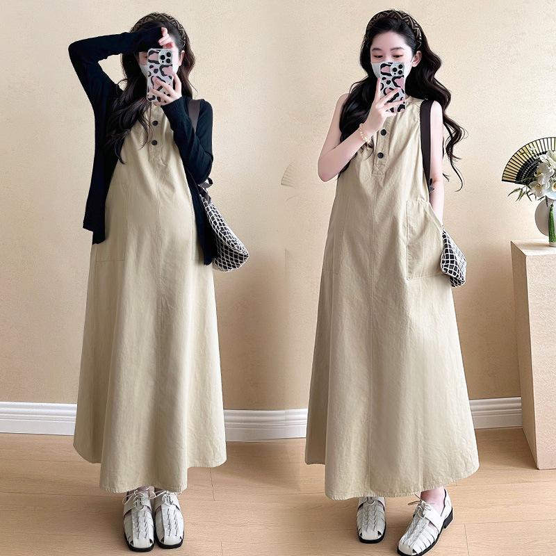Spring 2026 Casual Maternity Cardigan & Vest Dress Set L