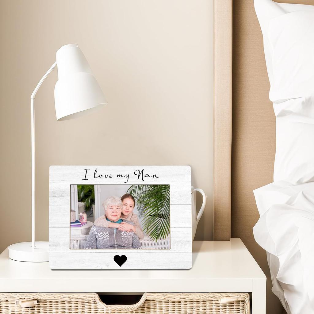 I Love My Nan Picture Frame, Mother's Day Gifts for Nan Grandma, Grandma Gifts from Grandkids Photo Frame 4x6, Grandmother Wooden Photo Picture