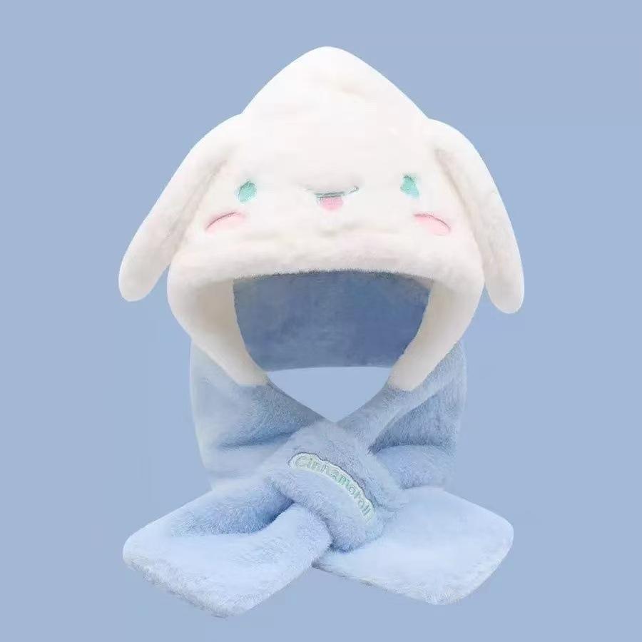 Riding a Battery Car, Piled and Thickened Bear Hat, Warm Scarf, Ear Protection, Two-in-one Two-piece Set, Cycling Cold-proof Plush Hat.