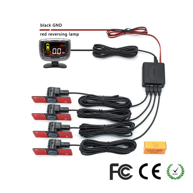 Car Parking Sensor Set Lcd Display 4 Probe 80db Buzzer Alarm Backup Reversing Radar Monitor Detector
