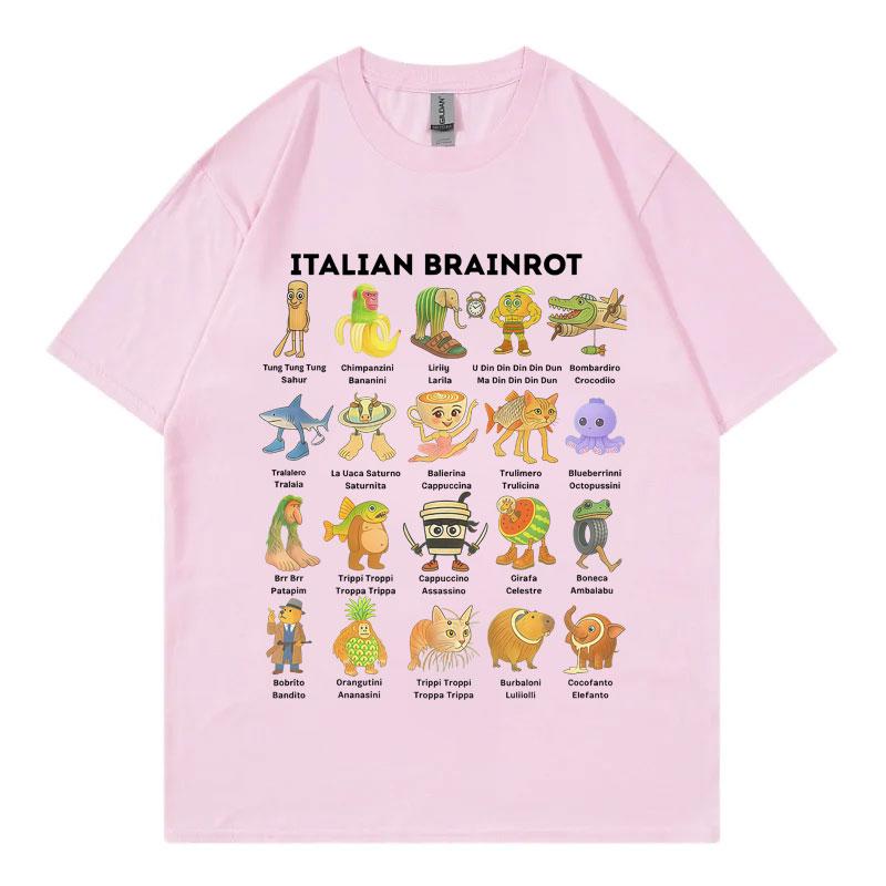 Funny Italian Brainrot Meme Tshirt Men Women Clothing Fashion Cartoon Short Sleeve T Shirt Summer Casual Loose Cotton Tshirts