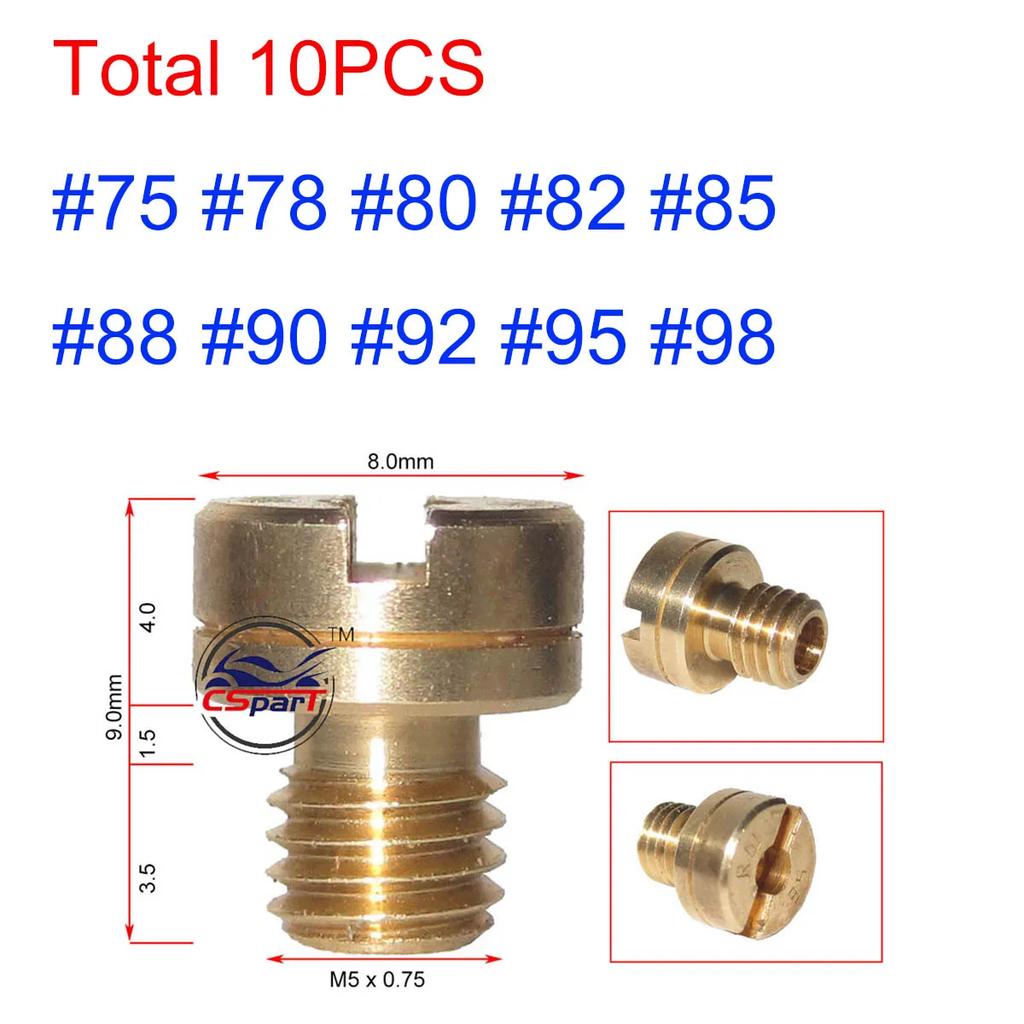 10pcs a set Motorcycle Carburetor Main Slow Pilot Jets for Mikuni NSR KSR Carb Set Injector Nozzle