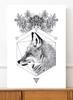 Black and White Fox Poster