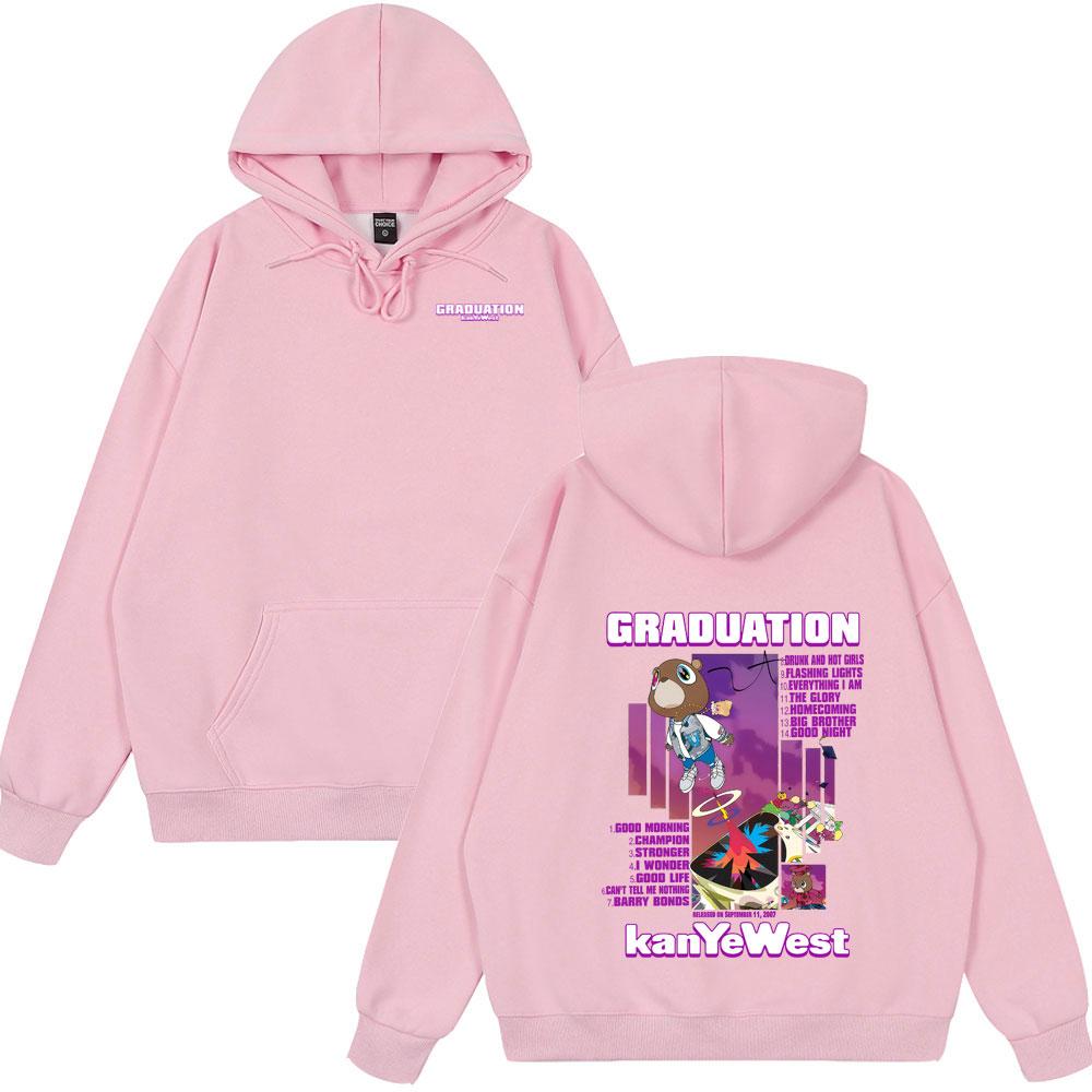 Vintage Rapper Kanye West Graduation Bear Graphic Clothes Men Hip Hop Fashion Pop Music Hoody Oversized Spring Winter Streetwear