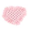 Household Kitchen Cotton Coffee Cup Coaster with Tassel Heat Insulated Pad Placemat Decoration(Pink Heart Shaped)