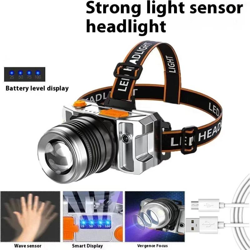 Led Sensor Headlamp Camping Search Light Head Flashlight Rechargeable Powerful Head Lamp Front Lanterns Headlights
