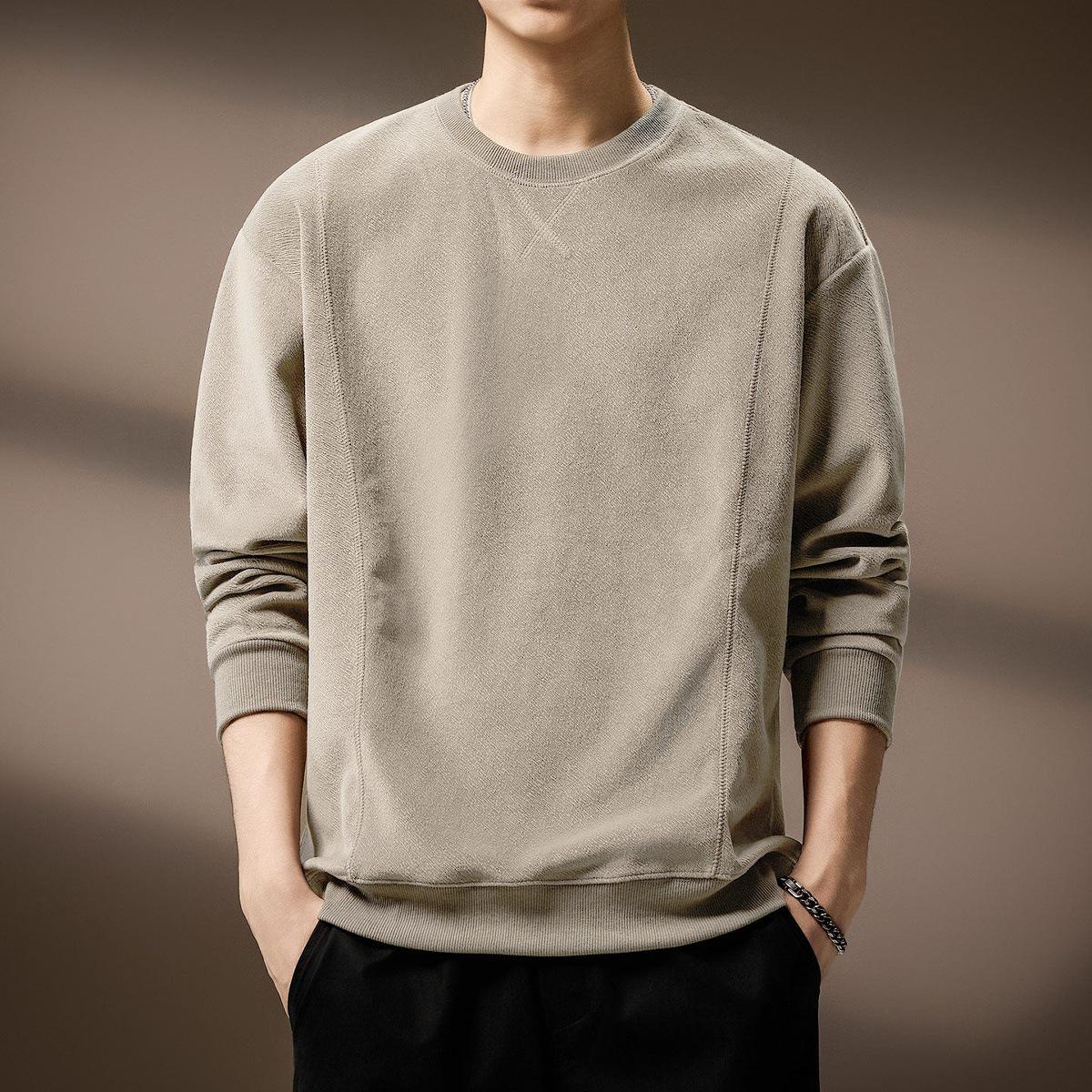 Men s Retro Heavyweight Velvet-Lined Winter Sweatshirt - High-End American Design 4XL: 200-220 lbs