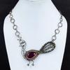 Faceted Kashmir Ruby Necklace Copper Wire Wrapped Adjustable Chain Necklace Copper Wire Jewelry Peacock Necklace Gemstone Necklace For Gifts