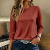 Women's Loose Fit Raglan Sleeve Three-Quarter Length Top - Casual Color Cotton T-Shirt for Everyday Wear