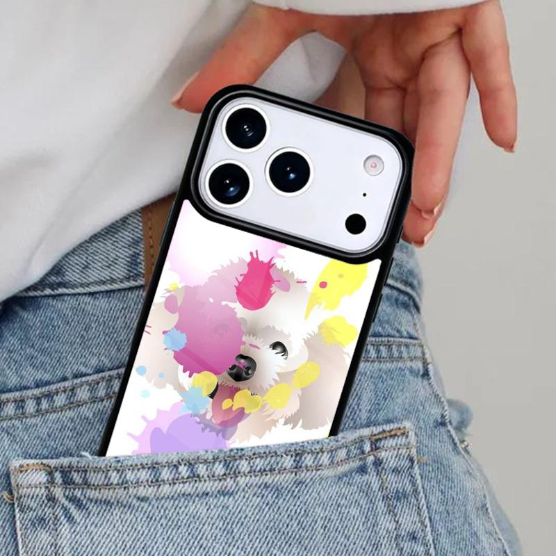 

Cartoon Poodles Pattern Phone Case for iPhone 16e 15 14 13 12 17 Pro Max Plus Air 17pro Cover Coque iPhone 12 mini