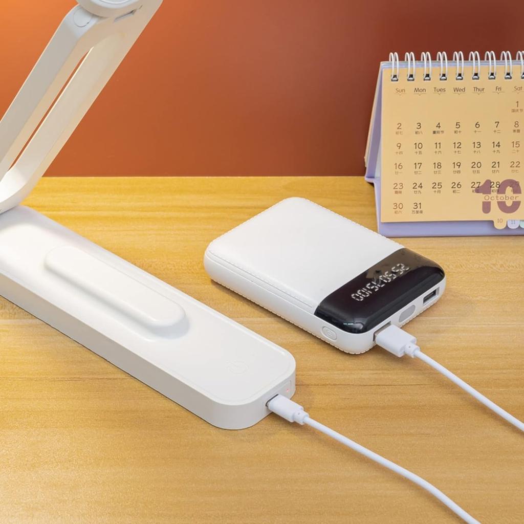 LED Desk Lamp Multifunctional Foldable Reading Book Light 3 Light Colors Rechargeable Portable Lighting for Study or Official
