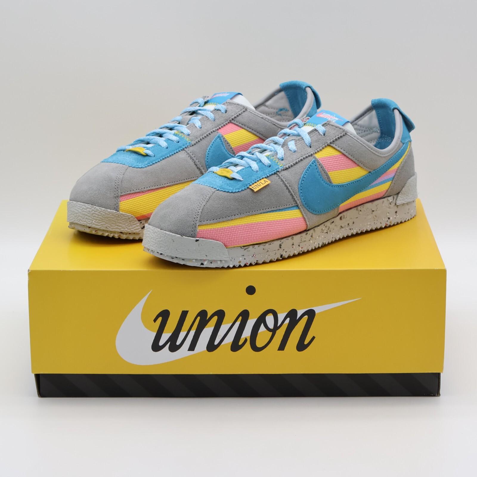 DR1413-002 Union Nike Cortez Светло-серо-сине-розово-желтый (Мужской) 10