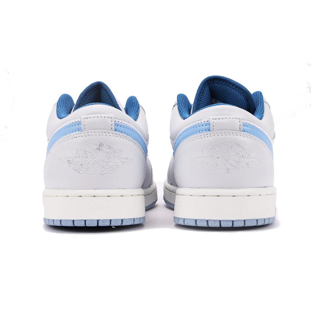 Jordan Air Jordan 1 Chestnut Slip Resistant Coverage Cushioning Low top Vintage Basketball Shoes Men's White Blue FN5214-141(Team15-)