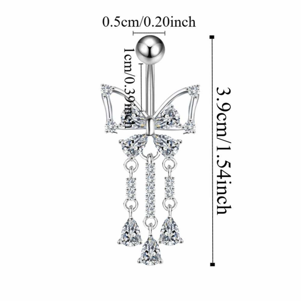 Bow Butterfly Navel Piercing Elegant Curved Barbell Fashion Dangled Belly Ring Party