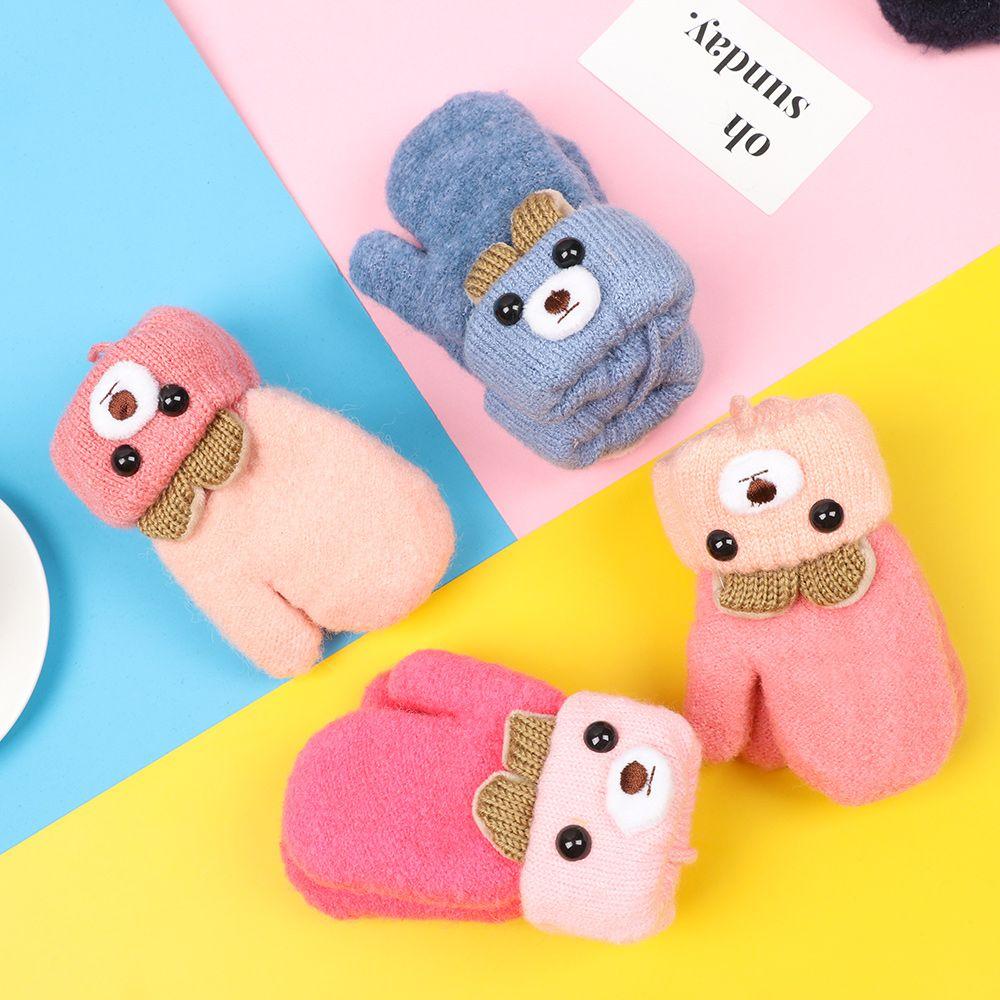 New Hot Baby Newborn Boys Girls Kids Gloves Thick Warm Knitted Mittens Cute Cartoon
