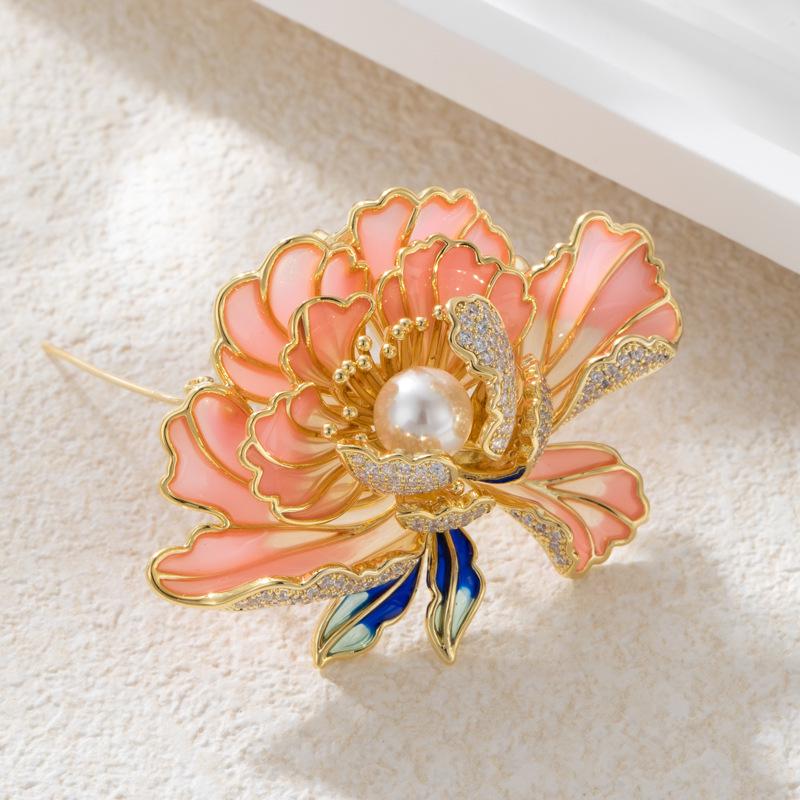 Blooming Richness Peony Brooch: Unique High-End Flower Pin for Women s Qipao Jackets