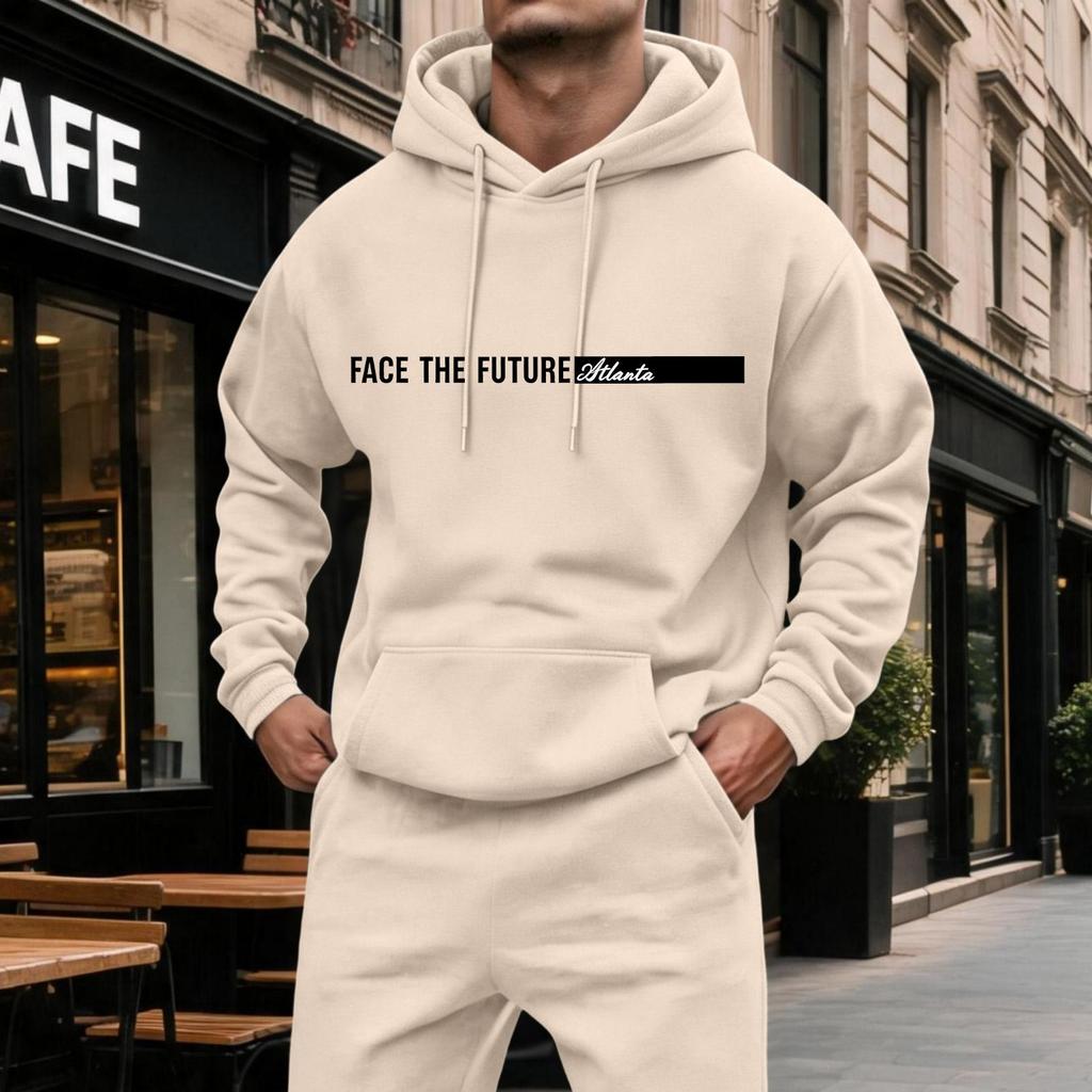 Men's Casual Hoodie with Large Pockets, Color Long Sleeve Sweatshirt