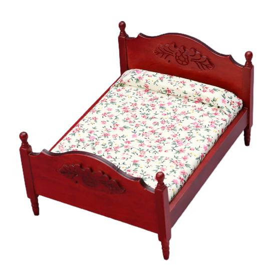 1:12 Funktionelle Hohe Reduktion Schaffen Vitalität Glatte Oberfläche Europäischer Stil Puppenhaus Miniatur Doppelbett Fotografie Requisite