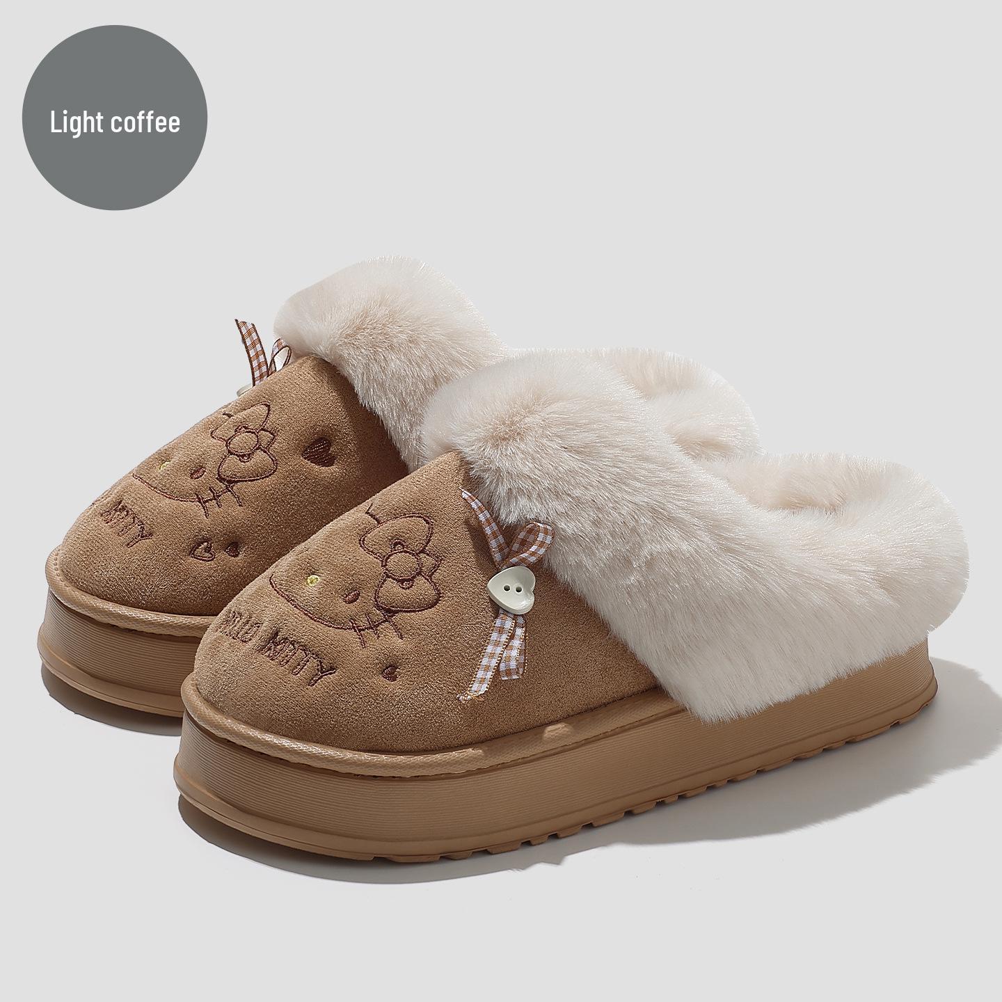 KT Cat Thick Sole Birkenstock Women s Plush Winter Indoor Slippers - Warm, Anti-slip Cotton Slippers for Home 38-39 [Insole 23.5cm]