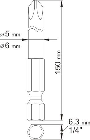 Bit, Shaft, Tip 2Pcs Long Cross Ph1*150 Ph2*150 - Yt-0489