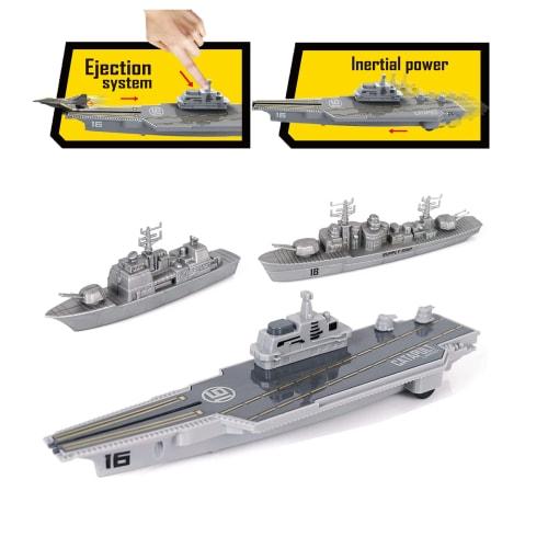 WASK Army Toys for Boys - Military Aircraft Carrier Toy Set, Military Navy Ship, Battleship, Supply Ship, Fighter Plane, Aircraft Carrier Model Kit, C