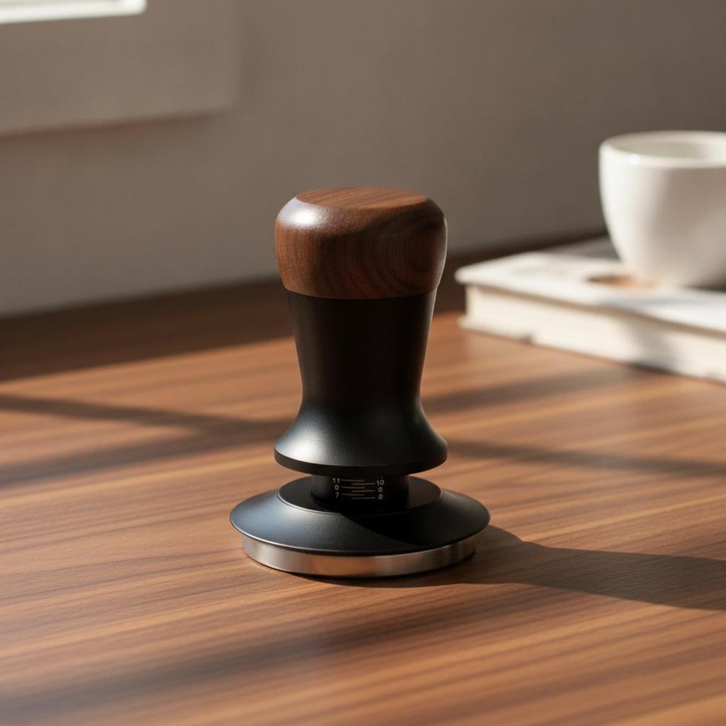 Espresso Tamper With Wooden Handle, Stainless Steel, Manual, For