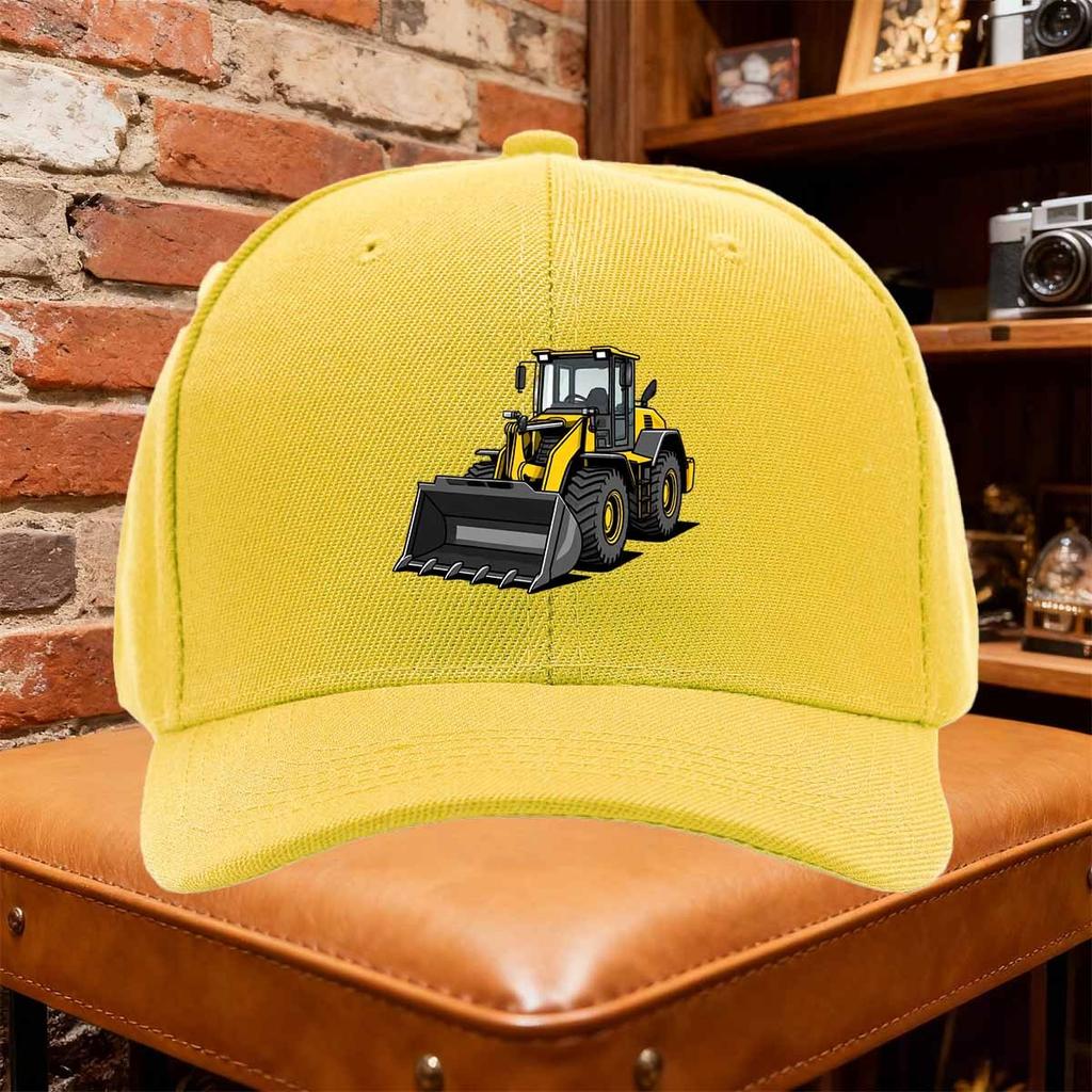 Unisex Baseball Cap Unisexs Vintage Backhoe Excavator Graphic Baseball Cap Adjustable Snapback Hat with Yellow Design for Outdoo