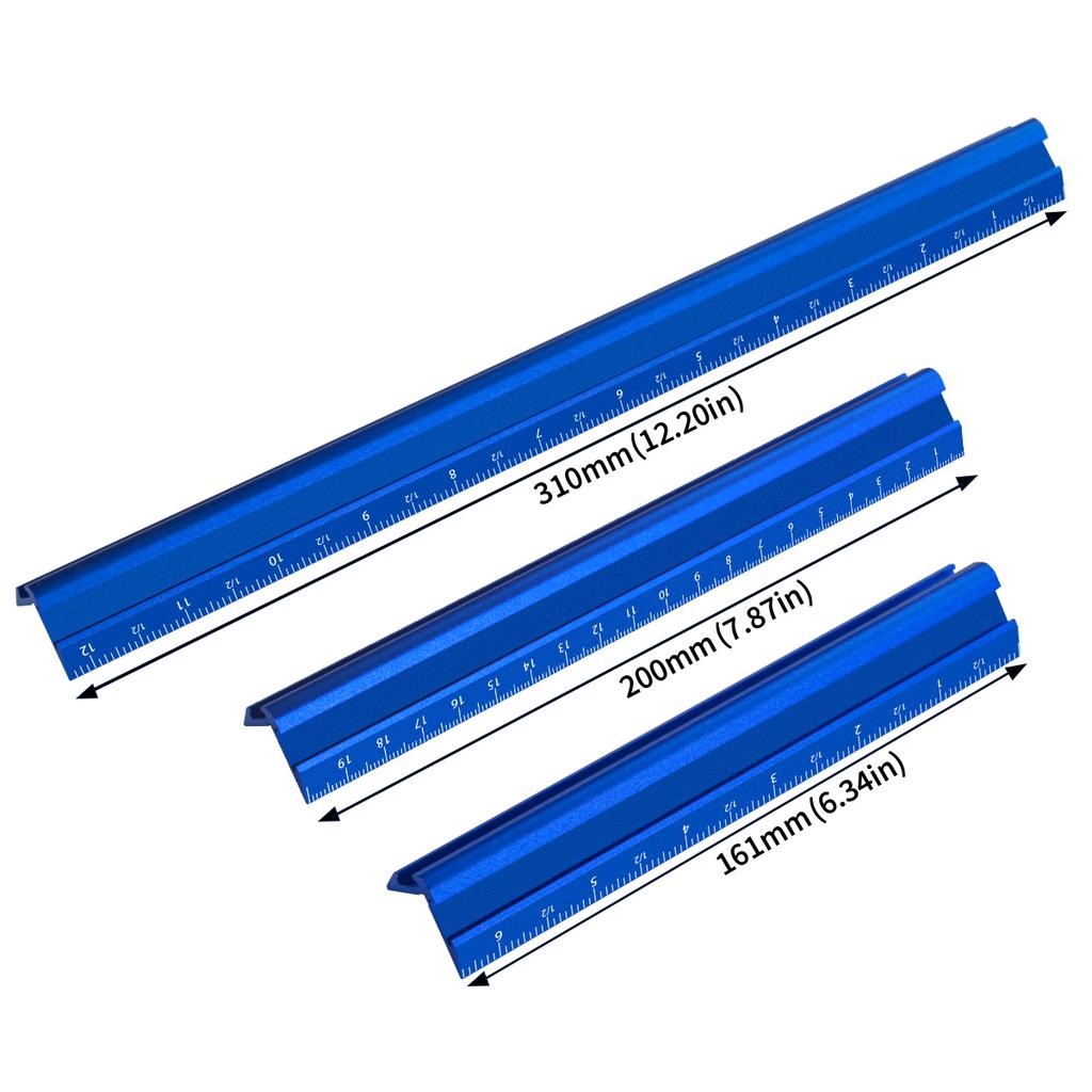 Precision Metric & Imperial Marking V-Ruler,Carpentry Paint Line Ruler - Woodworking Parallel/Vertical Line Scribe Marking Gauge