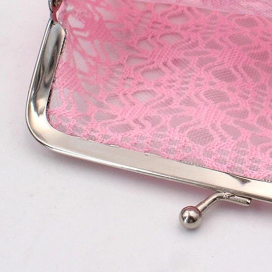 Women Lace Coin Purse, Mesh Small Change Purse, Kiss Lock Closure Pouch for Coins Cash Cards Lipstick