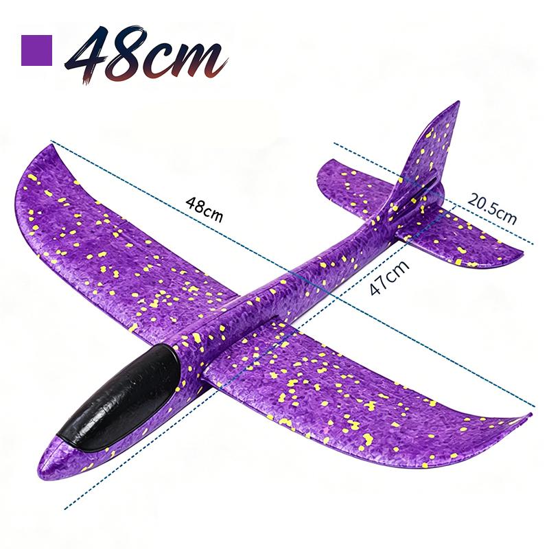 Foam Glider Airplane Toy 38/48cm Hand Launch Throwing Plane with 2 Flight Modes EPP Foam Stunt Plane for Kid Outdoor Sports Game